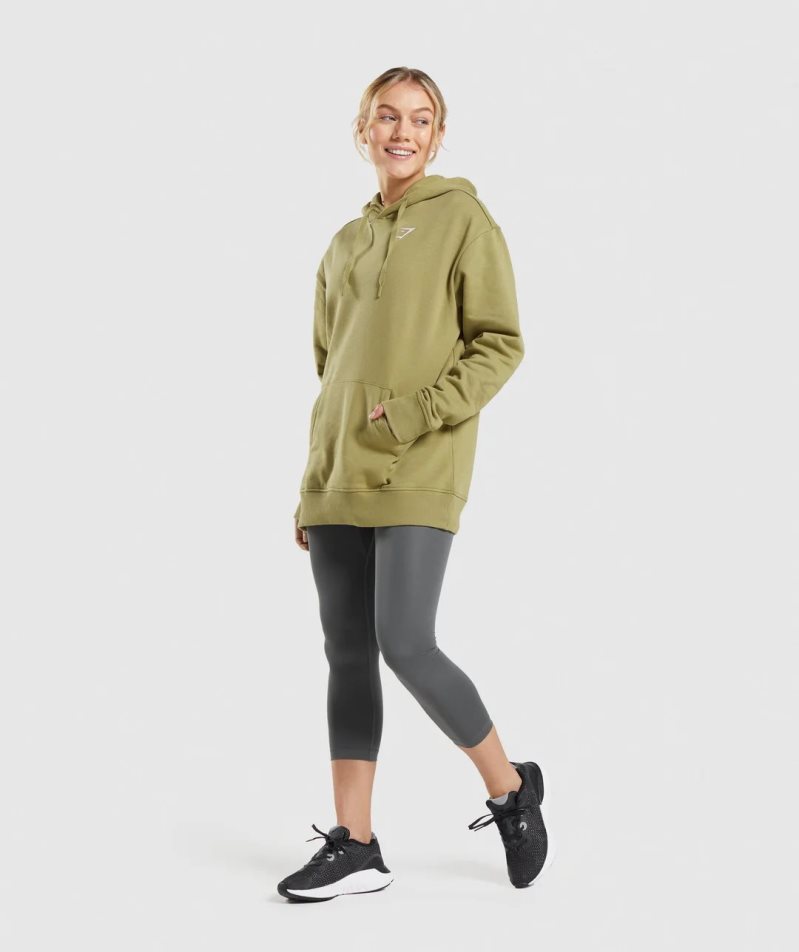 Women's Gymshark Training Oversized Hoodie Olive | NZ 5ZUQME